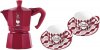 Bialetti Candyland Zestaw: Moka Express 3TZ (150 ml) czerwona + 2 filiżanki