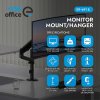 Ergo Office Monitor Mount/Hanger, Gas Spring, 17"-32", 1-10 kg, Matte Black, Max. VESA 100x100, ER-691 B