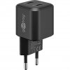 Goobay USB-C Dual Fast Charger Nano, PD, GaN, 35 Watt Black, 2x USB-C, Power Delivery 3.0
