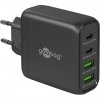 Goobay USB-C multiport quick charger, PD, GaN, 68 watts (black, 2x USB-C, 2x USB-A, Power Delivery, QuickCharge)