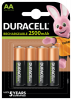 Uzlādējamās baterijas DURACELL AA 2500 mAh, 4 gab