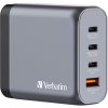 Verbatim GaN charger 140W, 1x USB-A, 3x USB-C (grey, PD 3.1, PD 3.0, QC 3.0)