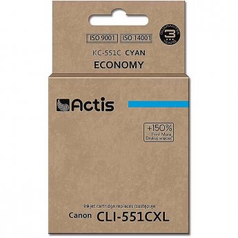 Actis KC-551C ink (replacement for Canon CLI-551C; Standard; 12 ml; cyan (with chip)