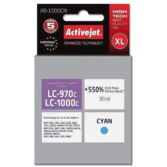ActiveJet AB-1000CN (zamiennik Brother LC1000C/970C; Supreme; 35 ml; błękitny)