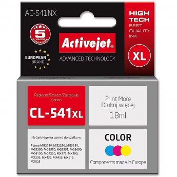 ActiveJet AC-541NX ink for Canon printer (replacement Canon CL-541XL) Supreme, 18 ml, blue, yellow, red