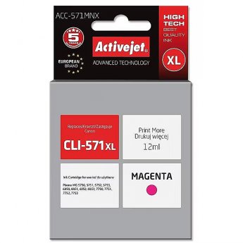 ActiveJet ACC-571MNX Ink cartridge (replacement for Canon CLI-571XLM; Supreme; 12 ml; magenta)