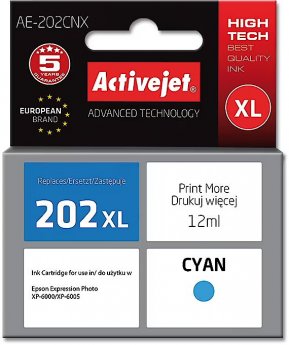 ActiveJet AE-202CNX ink (replacement for Epson 202XL H24010; Supreme; 12 ml; cyan)