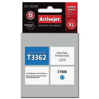 ActiveJet AE-33CNX Ink cartridge (replacement for Epson 33XL T3362; Supreme; 12 ml; cyan)