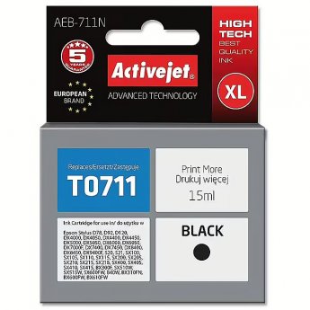 ActiveJet AEB-711N Ink cartridge (replacement for Epson T0711, T0891, T1001; Supreme; 15 ml; black)