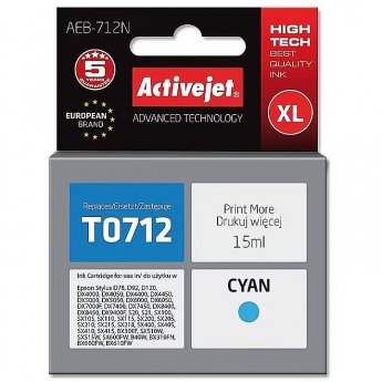 ActiveJet AEB-712N Ink cartridge (replacement for Epson T0712, T0892, T1002; Supreme; 15 ml; cyan)