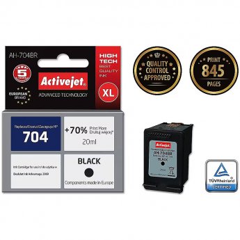 ActiveJet AH-704BR (zamiennik HP 704 CN692AE; Premium; 20 ml; czarny)