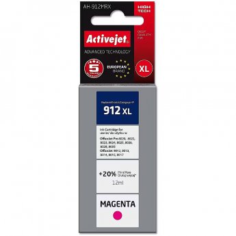 ActiveJet AH-912MRX ink for HP printers, Replacement HP 912XL 3YL82AE; Premium; 990 pages; magenta