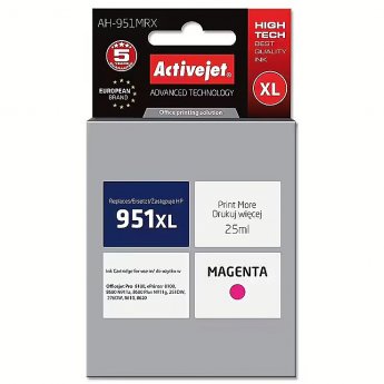 ActiveJet AH-951MRX HP Printer Ink, Compatible with HP 951XL CN047AE;  Premium;  25 ml;  magenta.