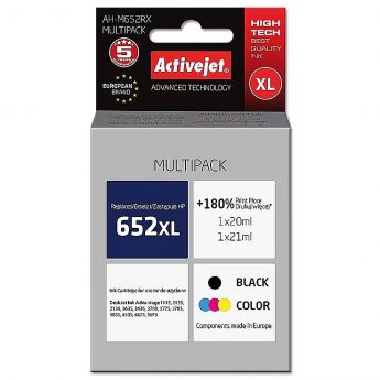 ActiveJet AH-M652RX ink (replacement for HP 652 F6V25AE/F6V24AE; Premium; 1 x 20 ml, 1 x 21 ml; black, color)