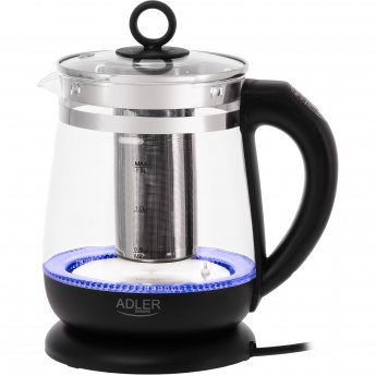 Adler | Kettle | AD 1299 | Electric | 2200 W | 1.5 L | Glass | 360° rotational base | Black