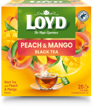 Aromatizēta melnā tēja LOYD ar mango un persiku garšu 20x1,8g (maisiņos)