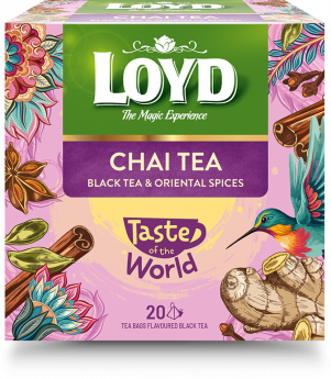 Aromatizēta melnā tēja LOYD Chai ar kanēli, ingveru un kardamonu, 20 x 1,8g