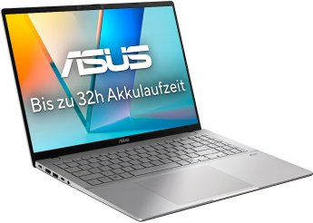 Asus Vivobook S16 (S3607QA-SH095W) (silber, Qualcomm Snapdragon X X1-26-100, Qualcomm Adreno GPU, 16 GB LPDDR5X, 1 TB (1 TB SSD), Windows 11 Home) - German - DE Layout