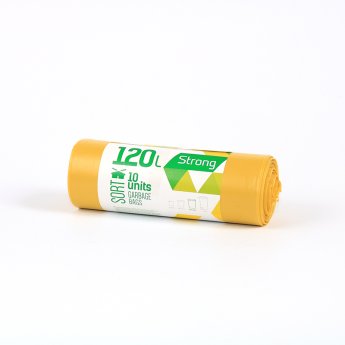 Atkritumu maisi SORTEX, tilpums 120 L, 10 gab., 35 mkr, dzelteni, LDPE, 70 x 100 cm