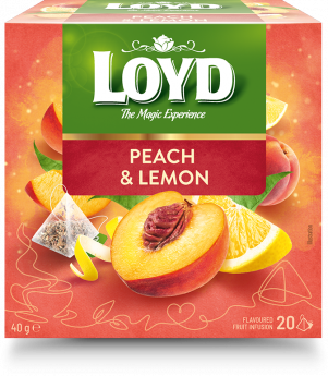 Augļu tēja LOYD ar persiku un citronu garšu, 20 x 2g