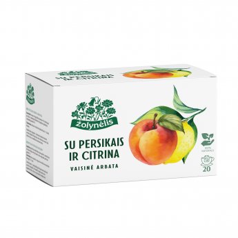 Augļu tēja ŽOLYNĒLIS ar persikiem un citronu, 50 g (2,5 g × 20 gab.)