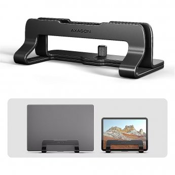 Axagon STND-VB Vertikaler Laptop-Ständer, einstellbare Breite, Aluminium - schwarz