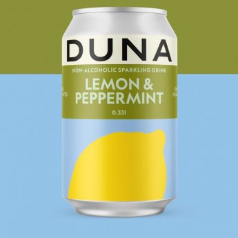 Bezalkoholisks dzirkstošs dzēriens DUNA Lemon Peppermint, bundžā, 0.33l (DEP)
