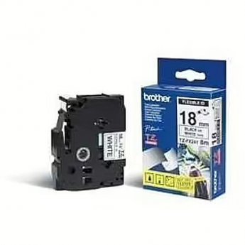 Brother TZ-EFX241, 18mm black on white flexible tape