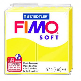 Cietējoša modelēšanas masa FIMO SOFT, 57 g, citronu dzeltenā krāsa (lemon yellow)