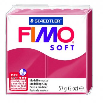 Cietējoša modelēšanas masa FIMO SOFT, 57 g, ķiršu krāsa (cherry red)