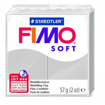 Cietējoša modelēšanas masa FIMO SOFT, 57 g, pelēkā krāsa (dolphin grey)