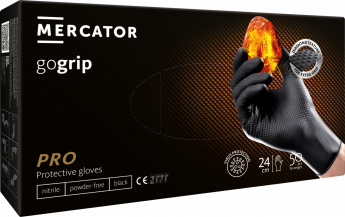 Cimdi nitrila MERCATOR Powergrip, melni, XL izm., 50gab