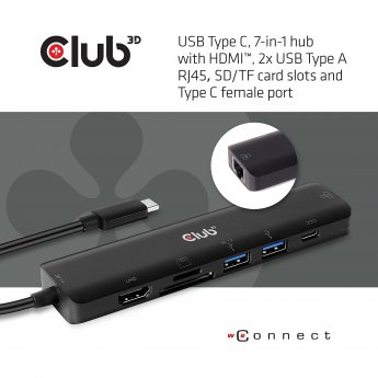 Club3D CLUB 3D USB TYPE C 7 IN 1 HUB TO HDMI 4K