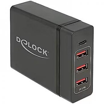 Delock USB charger 1 x USB Type-C PD + 3 x USB Type-A 60 W (black)