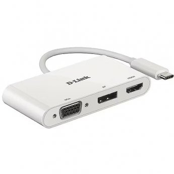 D-Link USB-C 3-PORT VIDEO ADAPTER HDMI & DISPLAYPORT + VGA