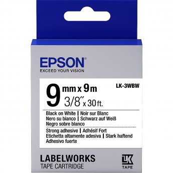 Epson TAPE LK-3WBW STRNG ADH ADHESIVE LK-3WBW BLACK/WHITE 9MM