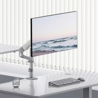 Ergo Office Monitor Mount/Hanger, Gas Spring, 17"-32", 1-10 kg, Matte White, Max. VESA 100x100, ER-691 W