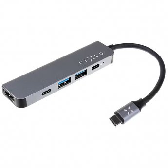 Fixed | 5-port USB-C HUB Mini for laptops and tablets | FIXHU-MN-GR | Gray