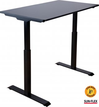 Galds ar regulējamo augstumu SUN-FLEX®EASYDESK ELITE, elektrisks, viens motors, melns, galda virsma melna, 120x60cm