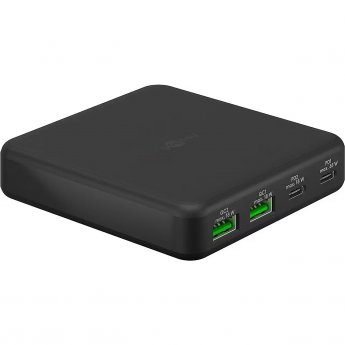 Goobay USB-C multiport desktop charger, PD, GaN, 65 watts, black, 2x USB-C, 2x USB-A, Power Delivery, QuickCharge 3.0