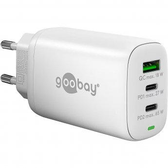 Goobay USB-C™ PD 3-fach Multiport-Schnellladegerät (65 W) - weiß