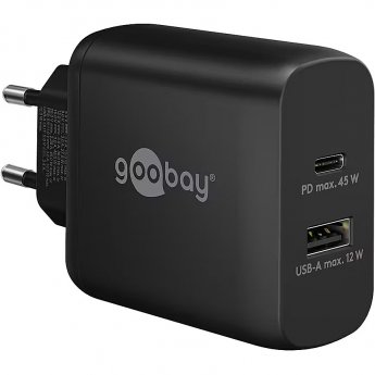 Goobay USB-C™ PD Dual-Schnellladegerät (45 W) schwarz