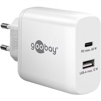 Goobay USB-C™ PD Dual-Schnellladegerät (65 W) weiß