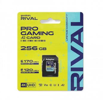 Goodram microSDXC 256GB V30 A2 UHS I U3 RIVAL + adapter