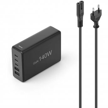 Hama stacja ładująca GaN 140W PD/QC 3x USB-C, 2x USB-A czarna