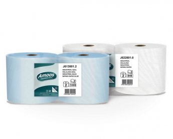 Industriālais papīrs ar perforāciju AMOOS, 2 slāņi, 300m, 23.5cm, zils