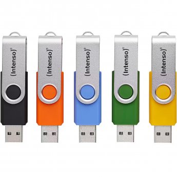 Intenso Office Line Multipack 64 GB (5 USB-A 3.2 USB sticks in yellow, green, black, blue + orange)