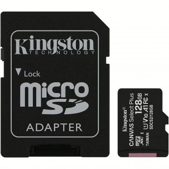 Kingston Canvas Select Plus, microSDXC, 128GB, Class 10, UHS-I, V10 +Adapter