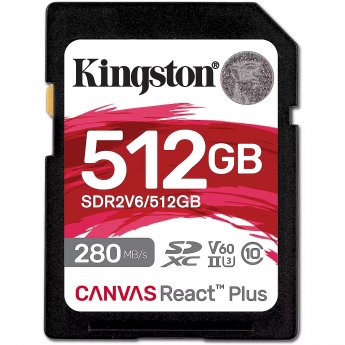 Kingston SDXC 512GB Canvas React Plus SDXC UHS-II 280R/100W U3 V60