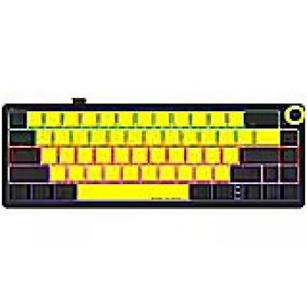 Lorgar Wireless mechanical gaming keyboard Pro, 2.4 GHz, BT, RGB Backlight, 16 modes, 66 keys, 50M presses, linear Lorgar Toxic Purple switches, multimedia knob, built-in 3750 mAh battery, Hot Swap, Gasket mount, spring cable 2.3m, black yellow